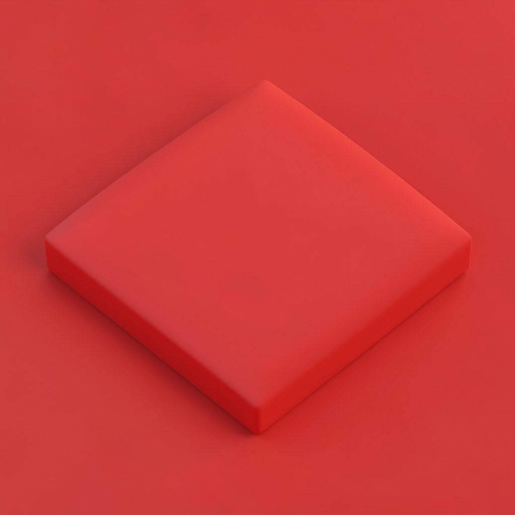 Isometric 3D render of a smartphone resting on a tablet, dusty red palette