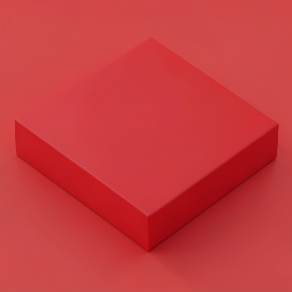 Isometric 3D render of a smartphone propped on a stand, soft red and cream palette