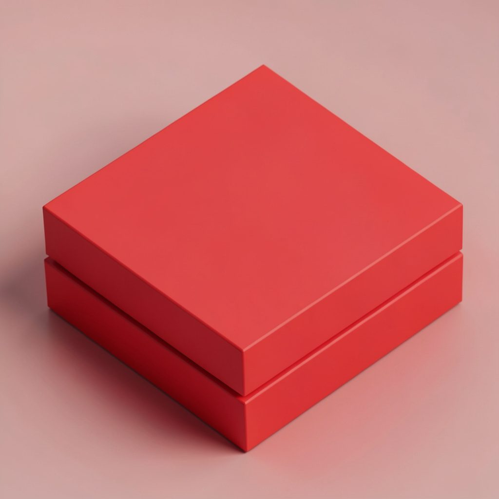 Isometric 3D render of a desktop monitor and tower in muted grey and red